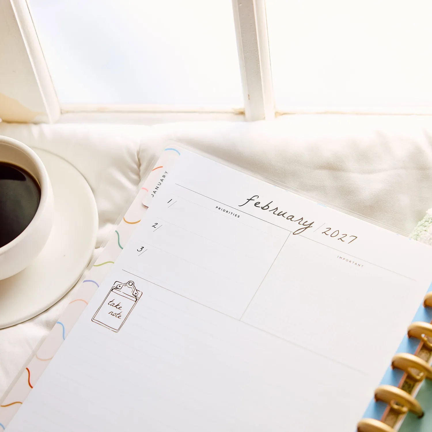 Happy Planner Pajama Plans 2027 agenda Big 12 mois dashboard