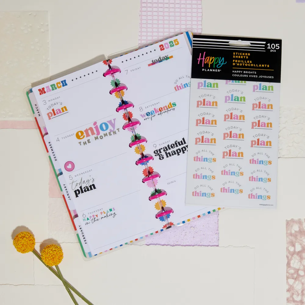 Happy Planner Happy Brights stickers 5 feuilles 105 colorés