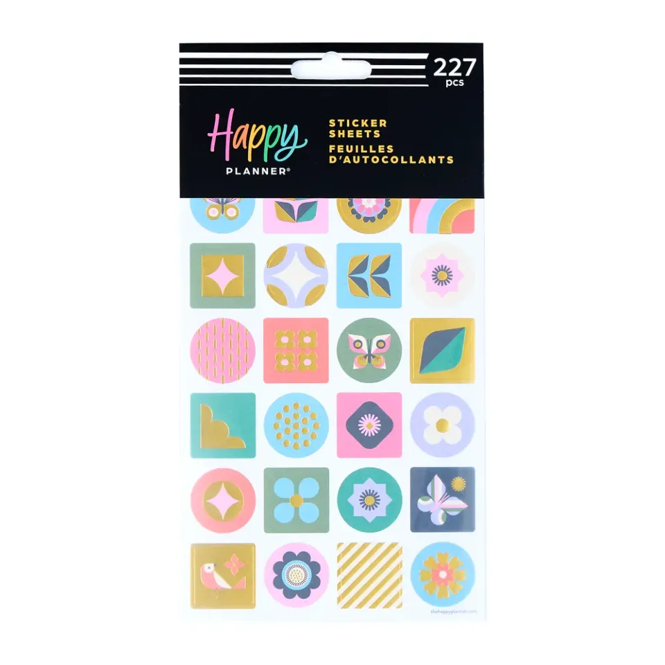 Happy Planner Mod Garden stickers vintage 10 planches 227 fleuri
