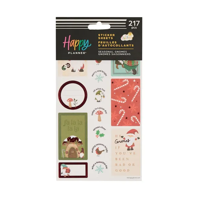 Happy Planner Seasonal Gnomes 10 planches autocollants saisons
