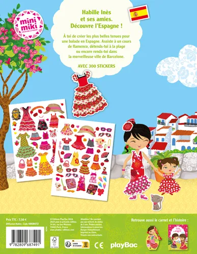 Minimiki Habille Inès en Espagne cahier stickers nouvelle édition