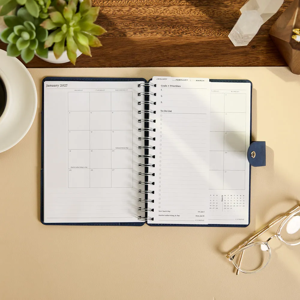 Happy Planner Citrine agenda spirale 2027 navy A5 professionnel