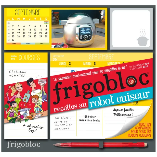 Frigobloc Robot-Cuiseur 2020 calendrier familial aimanté recettes