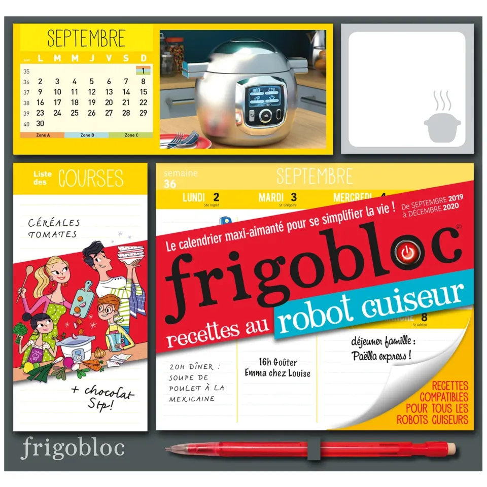 Frigobloc Robot-Cuiseur 2020 calendrier familial aimanté recettes