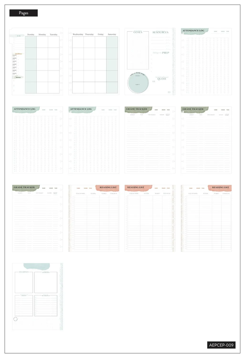 Happy Planner Homeschool recharge Classic école maison