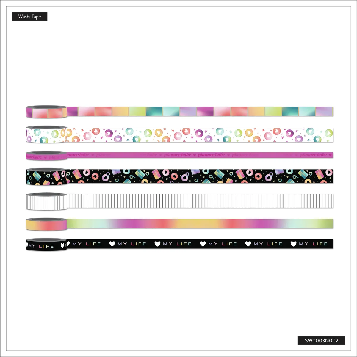 Happy Planner 10 Years of Happy washi tape 7 rouleaux