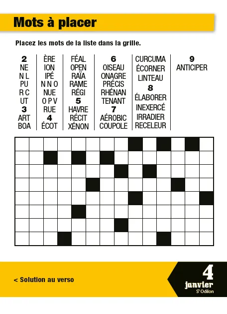 Frigobloc Mots croisés 365 jours calendrier à bloc jeux