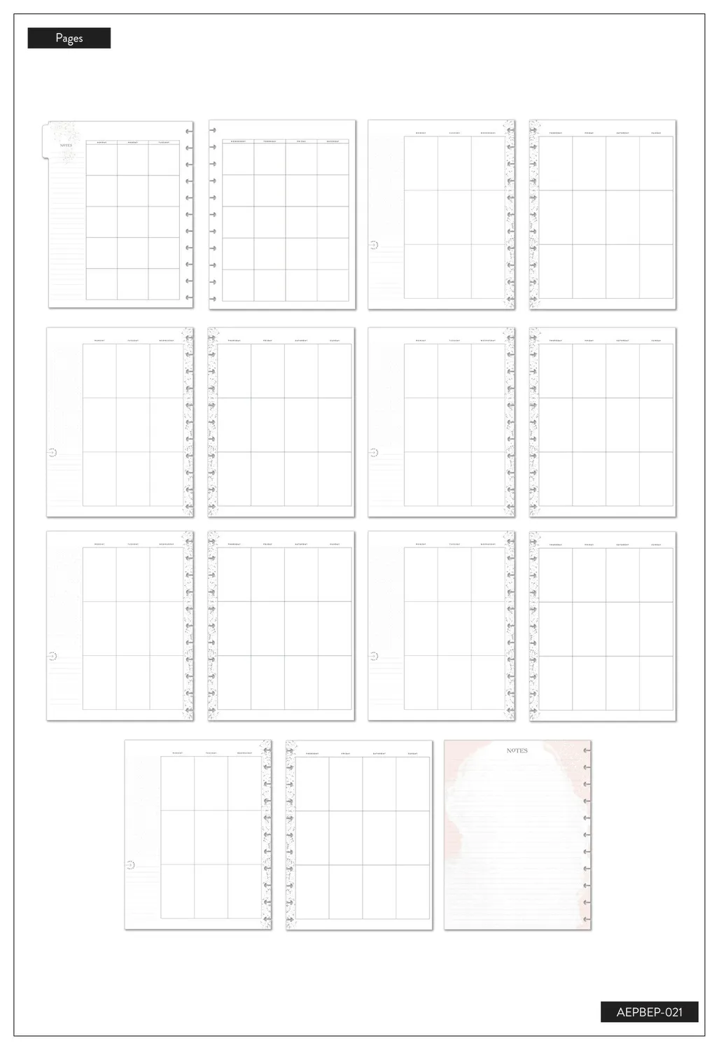 Happy Planner Everyday Vertical recharge extension Big 6 mois blush