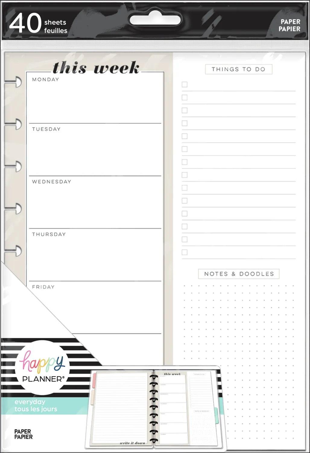 Me & my big ideas Happy Planner Perfect Plans recharge Classic 40 feuilles