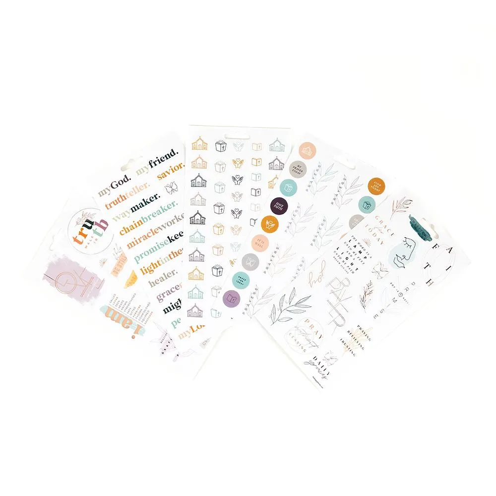 Happy Planner Simple Faith stickers transparents 127 doré