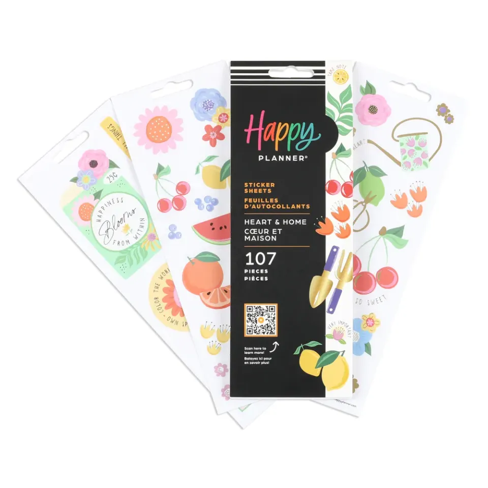 Happy Planner Heart & Home stickers 8 feuilles jardin