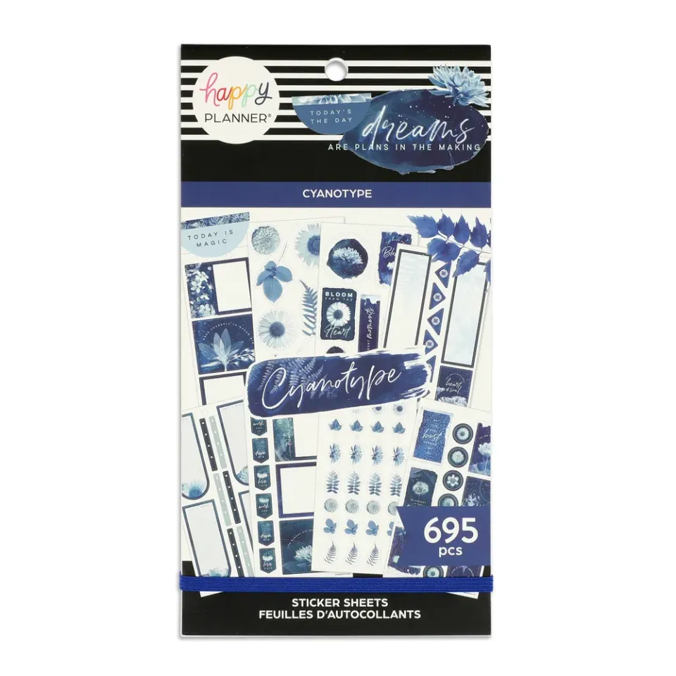 Happy Planner Cyanotype Value Pack carnet autocollants 695 bleu