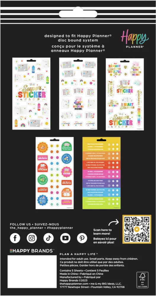 Happy Planner I Heart Stickers autocollants 166 5 feuilles