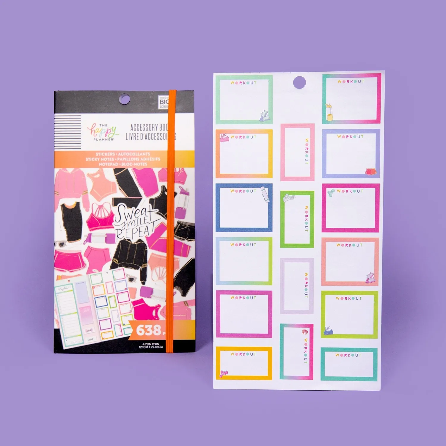 Happy Planner Fitness carnet accessoires 638 pièces