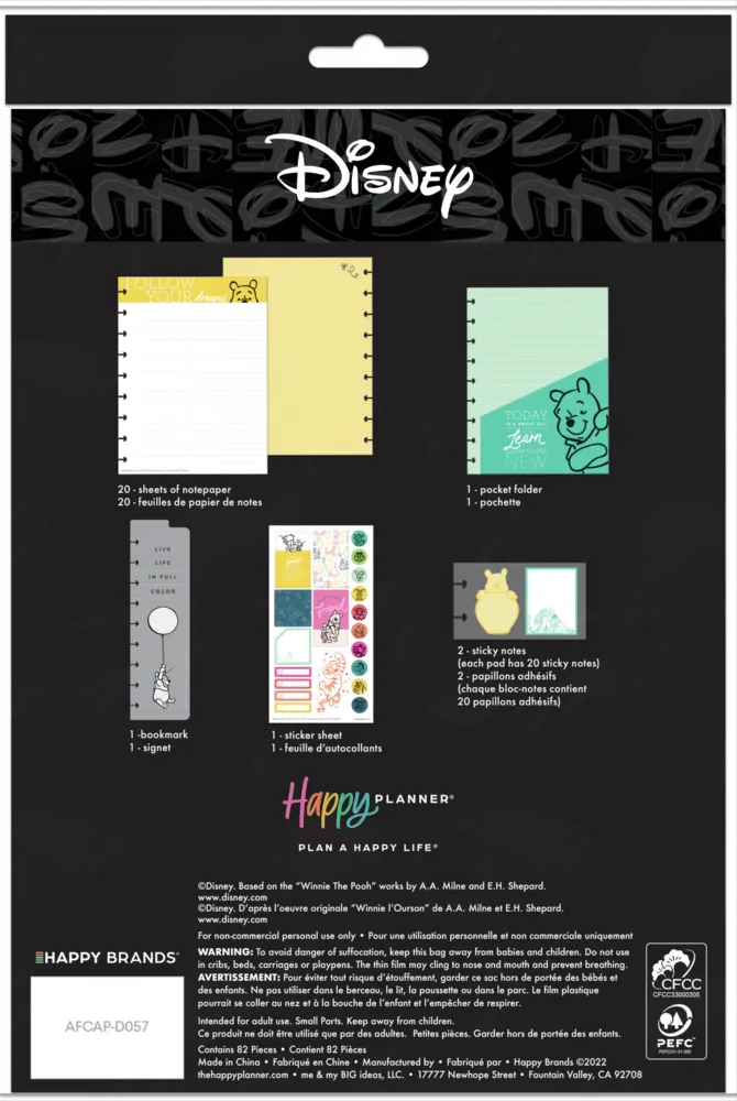 Happy Planner Disney Winnie Ourson True to You pack Classic 82