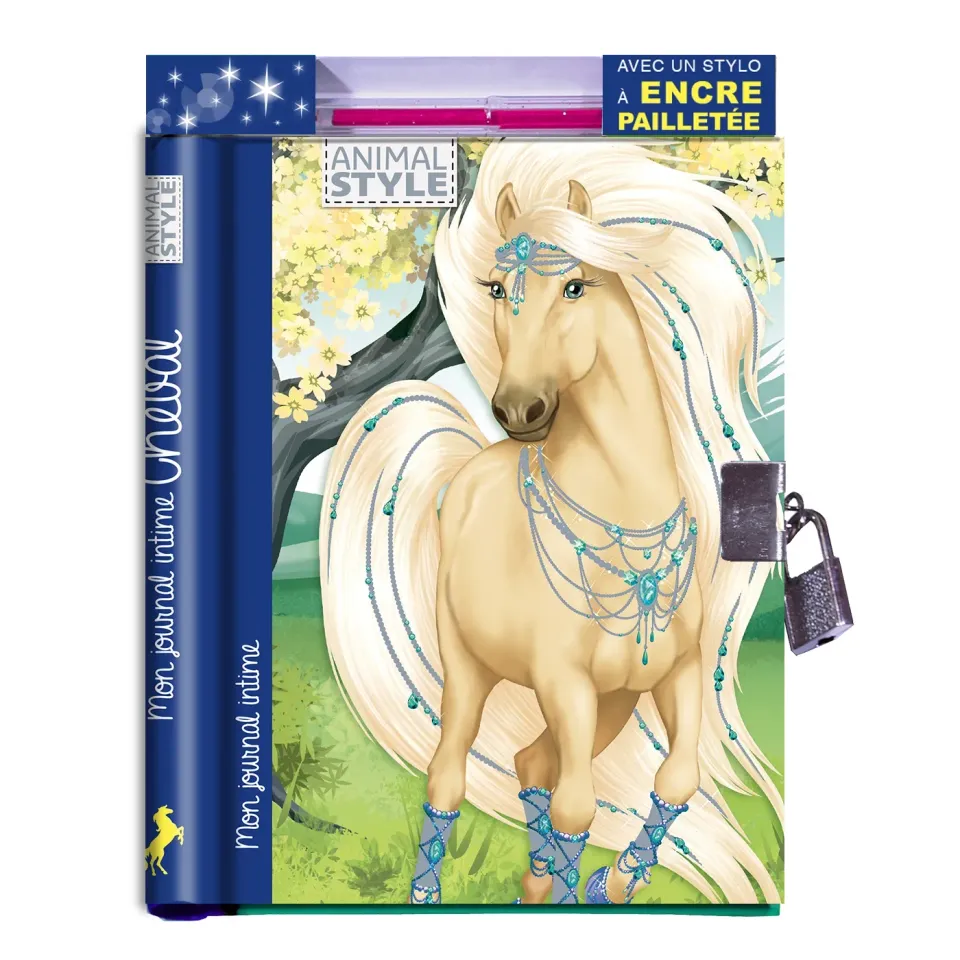 Animal Style Journal intime Cheval cadenas 75 pages paillettes