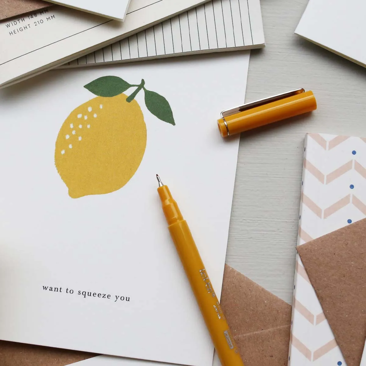Kartotek Lemon carte de vœux jaune avec enveloppe