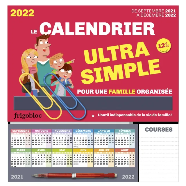 Frigobloc Ultra simple calendrier familial sept 2021-déc 2022
