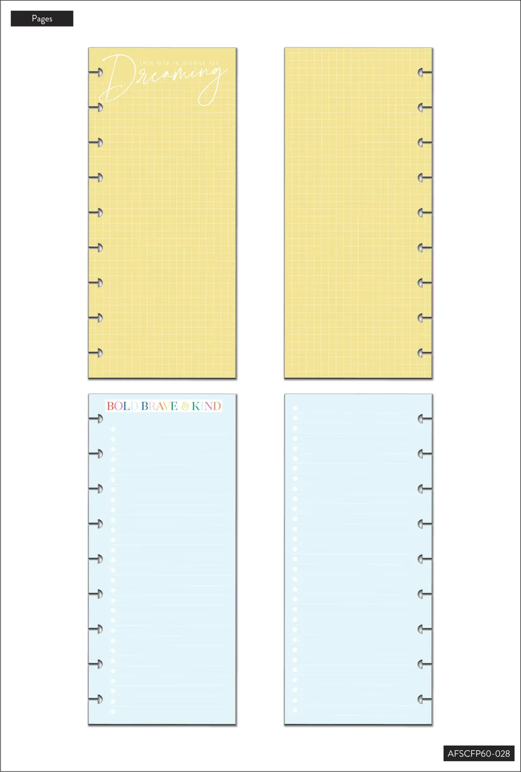 Happy Planner Bold and Bright recharge Skinny Classic 60 feuilles