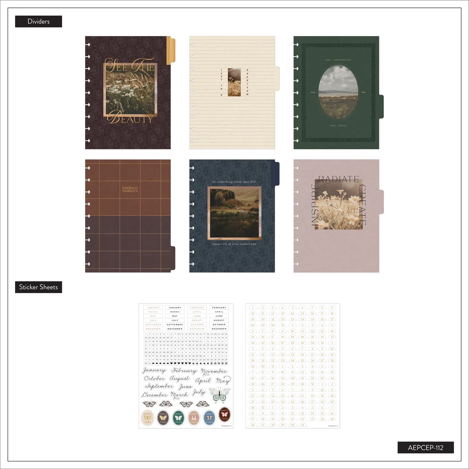 Happy Planner Shadow Fields recharge agenda Classic 6 mois