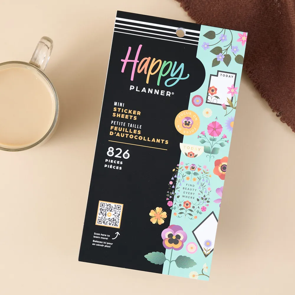 Happy Planner Radiant Garden Mini stickers fleurs 826