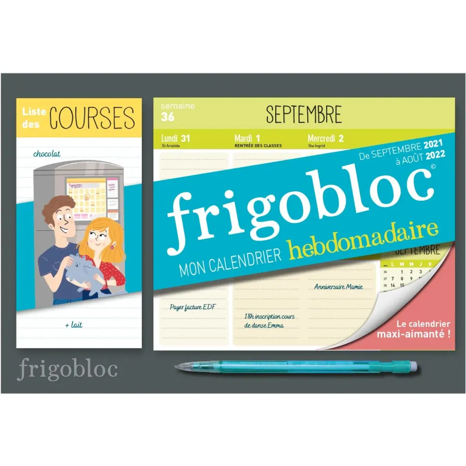 Frigobloc Mini hebdomadaire calendrier familial aimanté