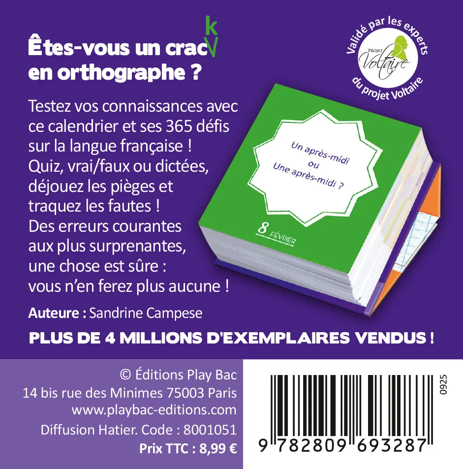 Frigobloc Mini 365 jours sans fautes mini calendrier orthographe