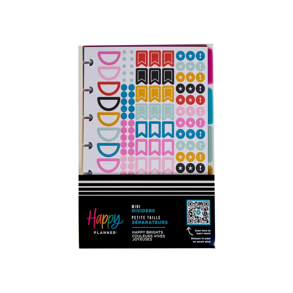 Happy Planner Happy Brights Mini intercalaires plastique 6 pièces couleur