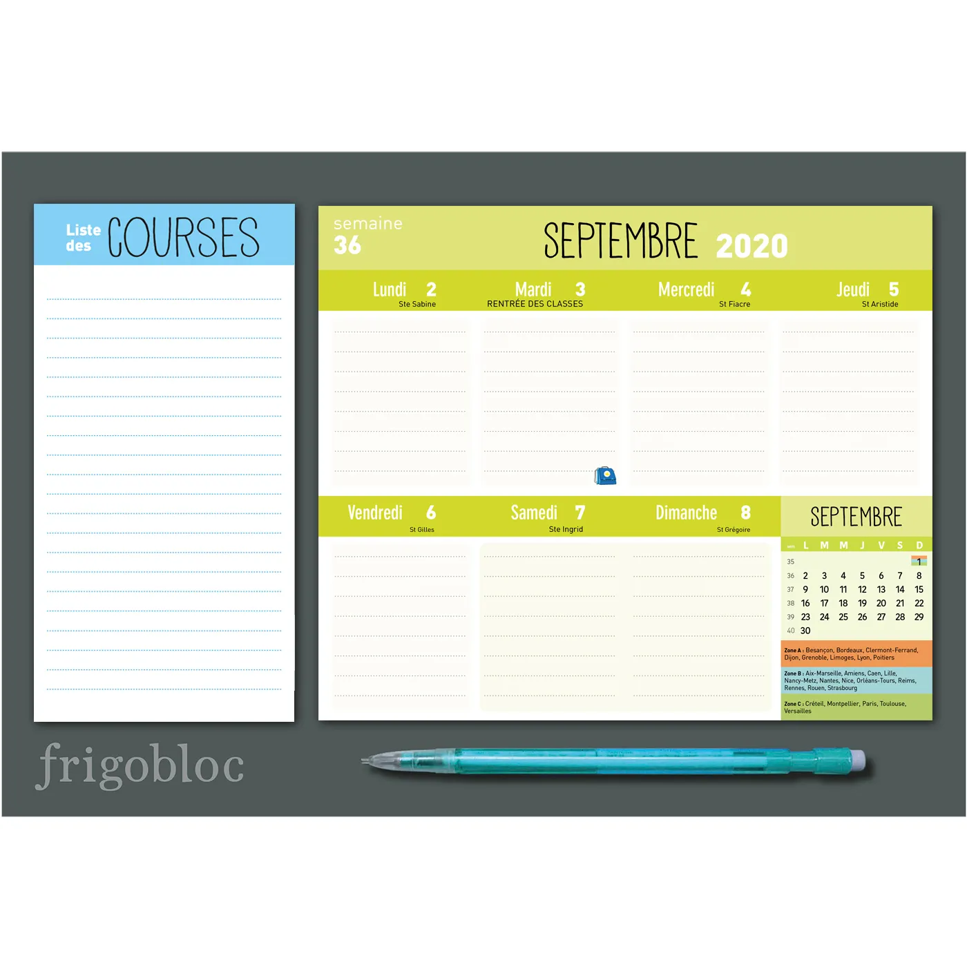 Frigobloc Mini hebdo Recettes Marmiton calendrier familial 2021
