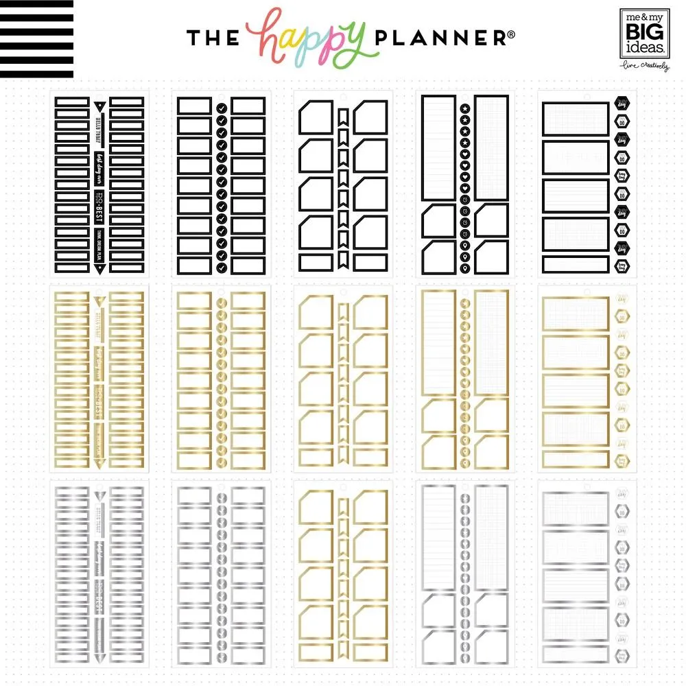 Happy Planner Colorful Boxes stickers mensuels 732 pièces