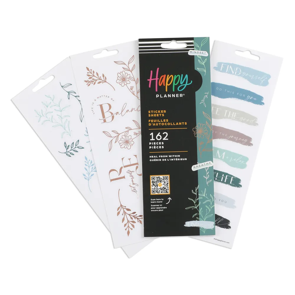 Happy Planner Heal From Within autocollants 8 feuilles 162 doré rose