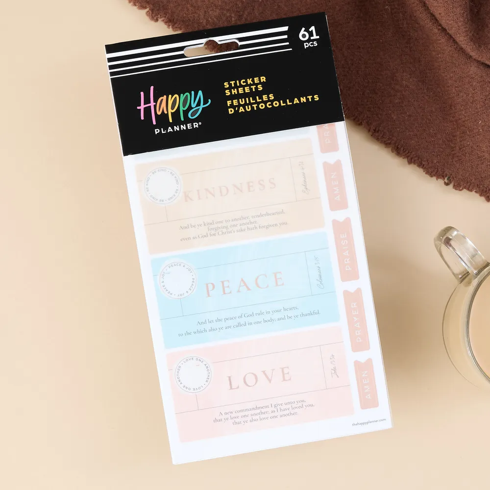 Happy Planner Coastal Faith stickers 5 feuilles versets