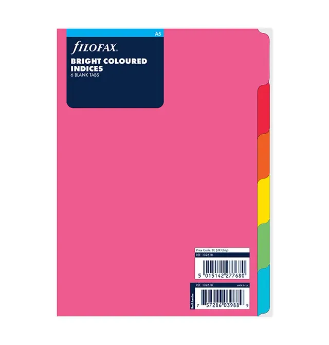 Filofax Classic intercalaires A5 6 onglets neutres