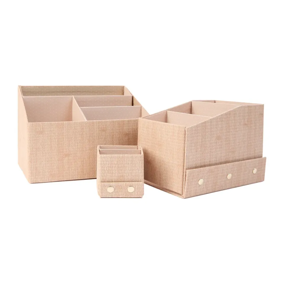 Happy Planner Woven Tan kit rangement 3 boîtes beige tissé