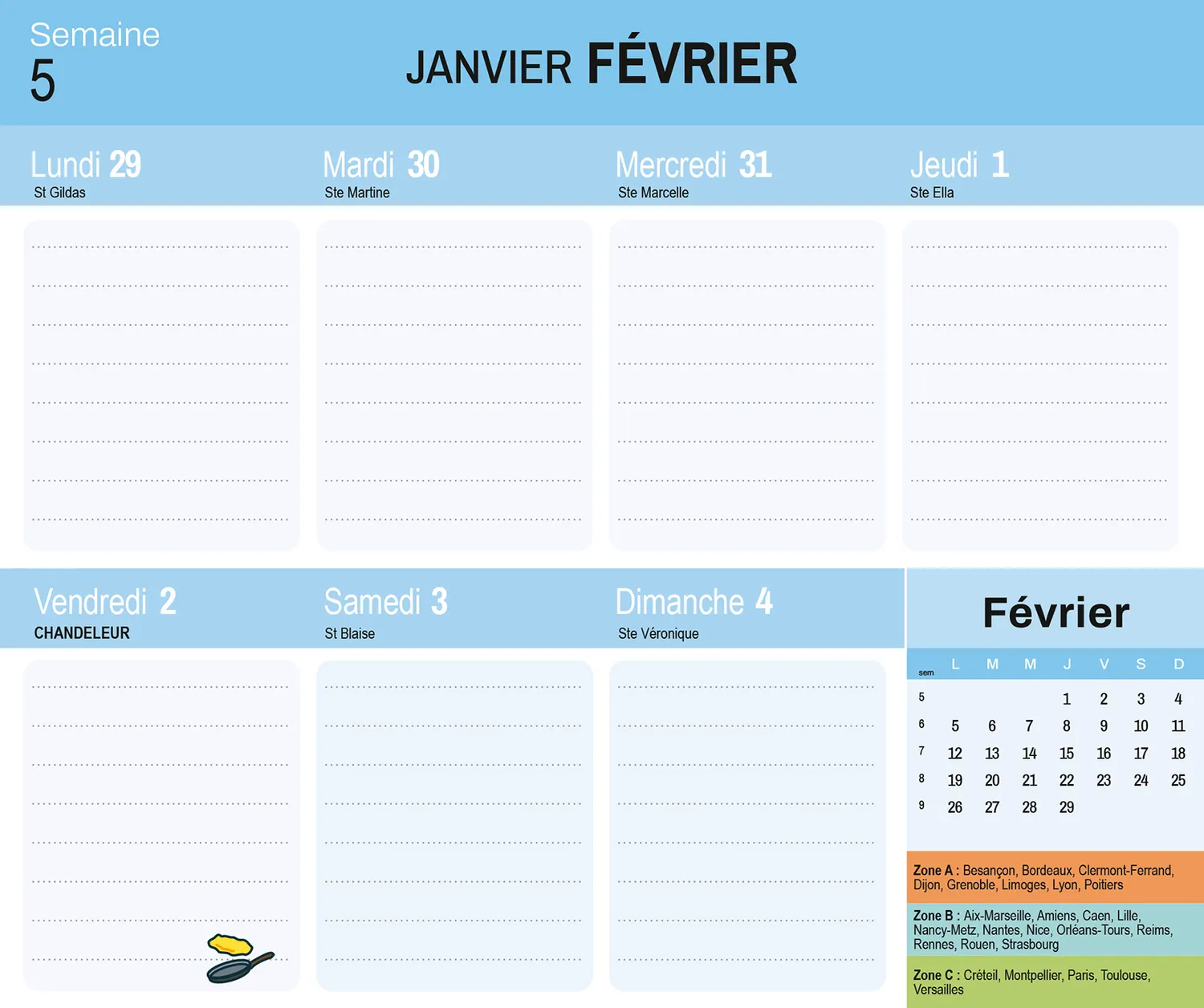 Frigobloc Mini Hebdomadaire 2024 calendrier frigo recettes