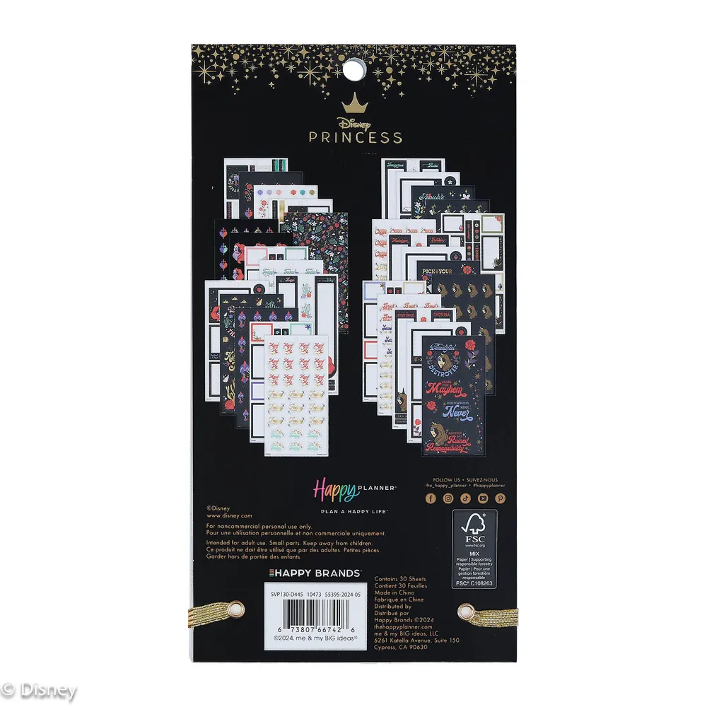 Happy Planner Disney Good vs Evil stickers Classic 30 feuilles