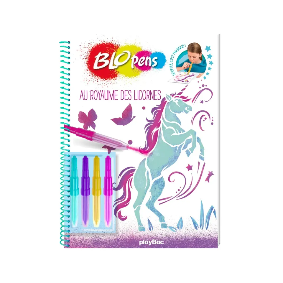 Frigobloc Blopens Au royaume des licornes cahier créatif 4 feutres