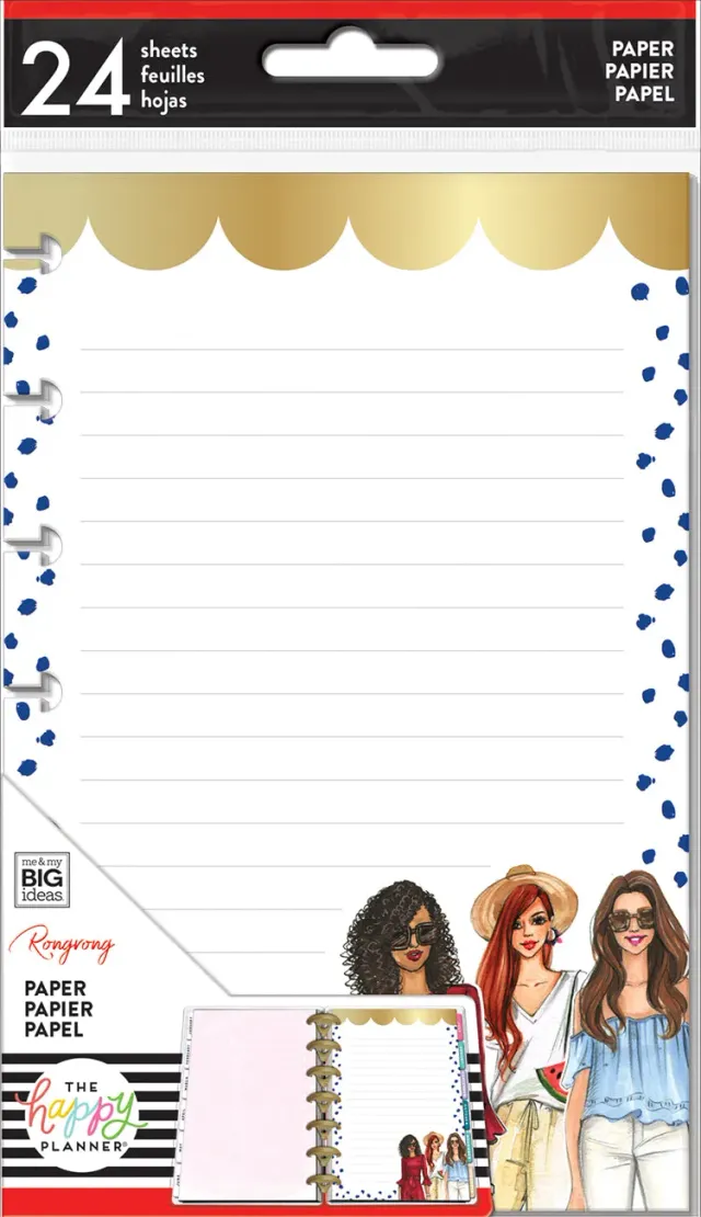 Happy Planner Rongrong mini papier à notes ligné doré 24 feuilles