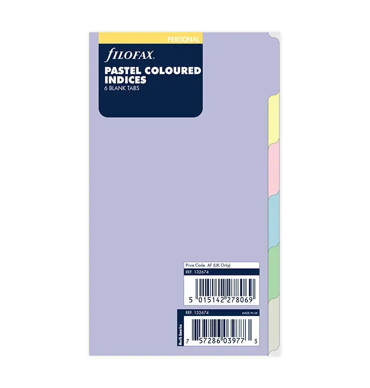 Filofax Pastel intercalaires Personal 6 onglets pastel
