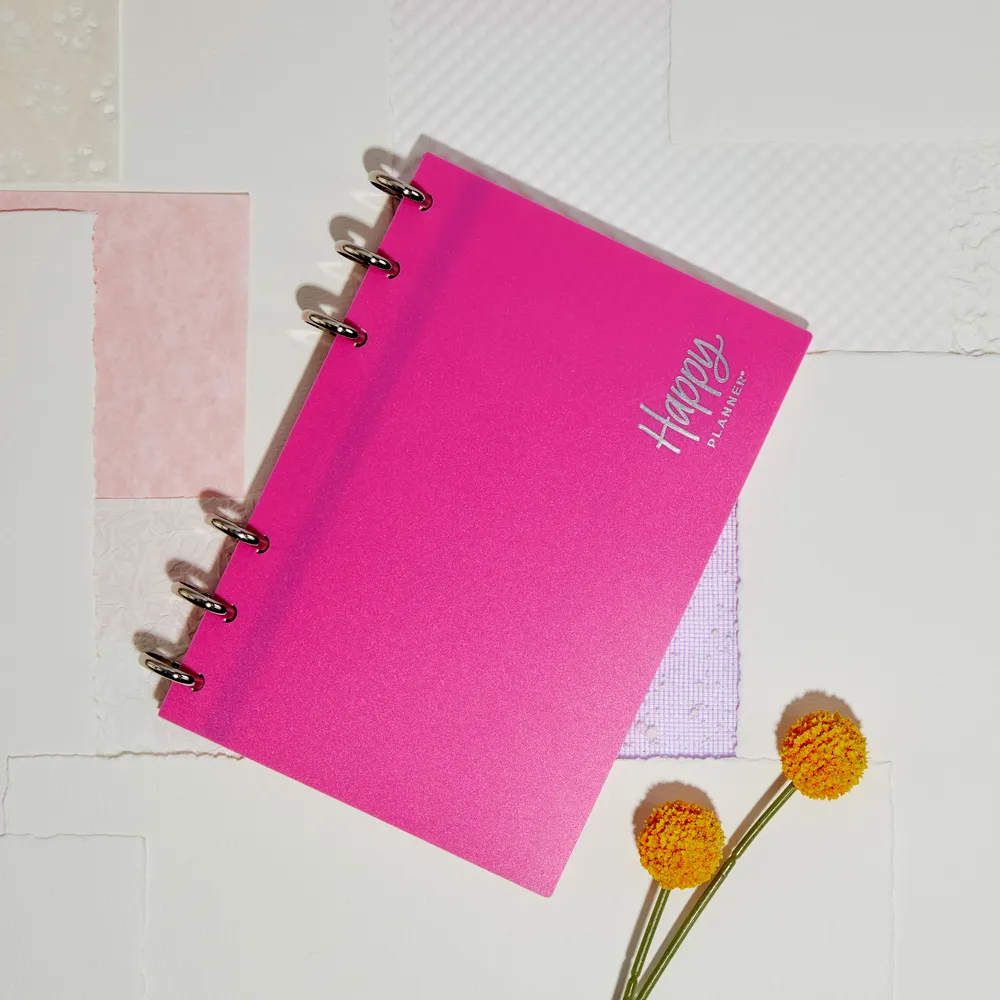Happy Planner Frosted Hot Pink agenda à disque non daté 52 pages