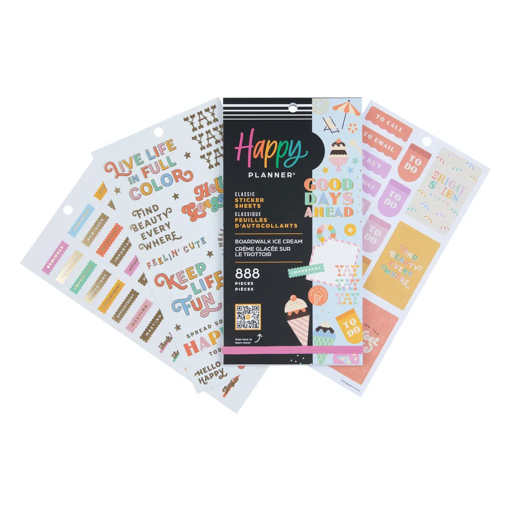 Happy Planner Boardwalk Ice Cream stickers 888 pièces