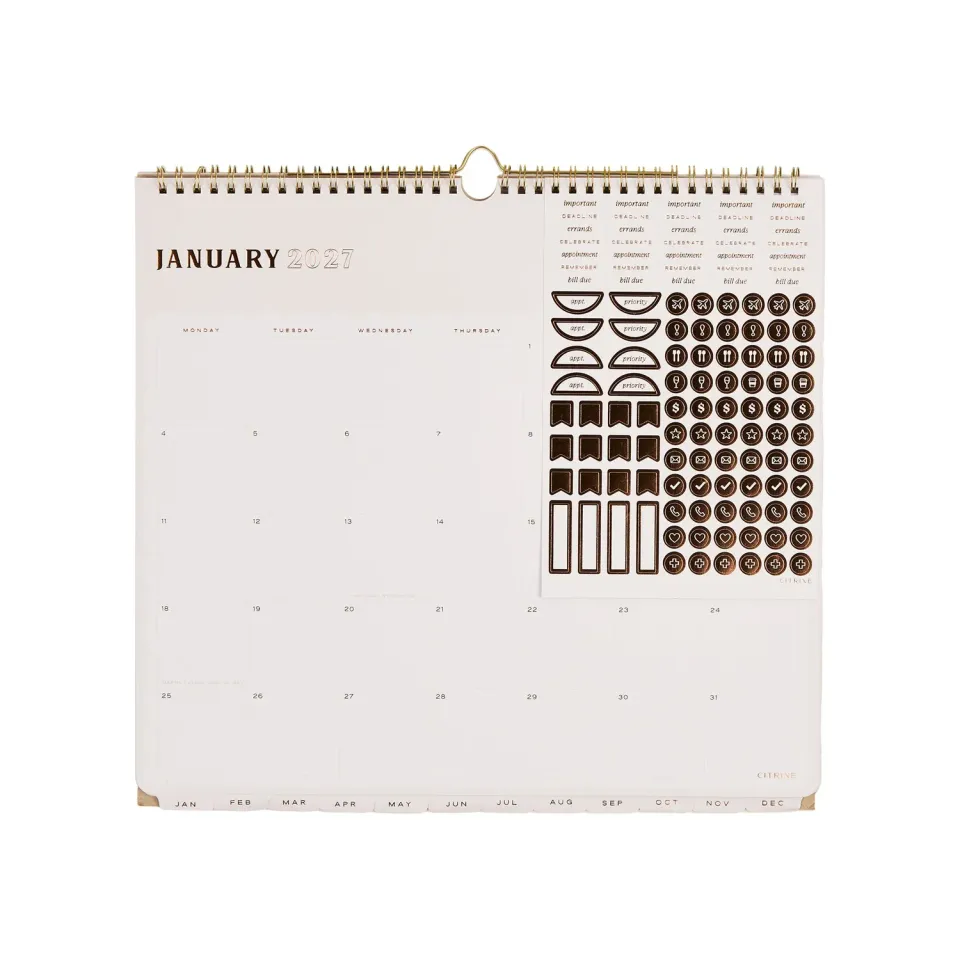 Me & My Big Ideas Coquette Citrine 2027 calendrier mural Small rose