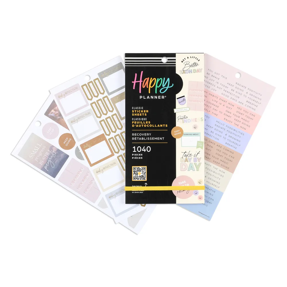 Happy Planner Recovery stickers value pack 30 feuilles 1040 motivation