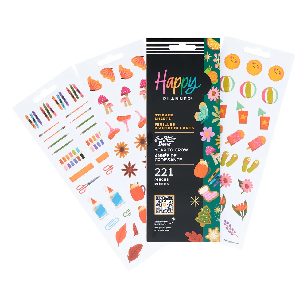 Happy Planner Jess Miller Draws stickers saisons 8 planches