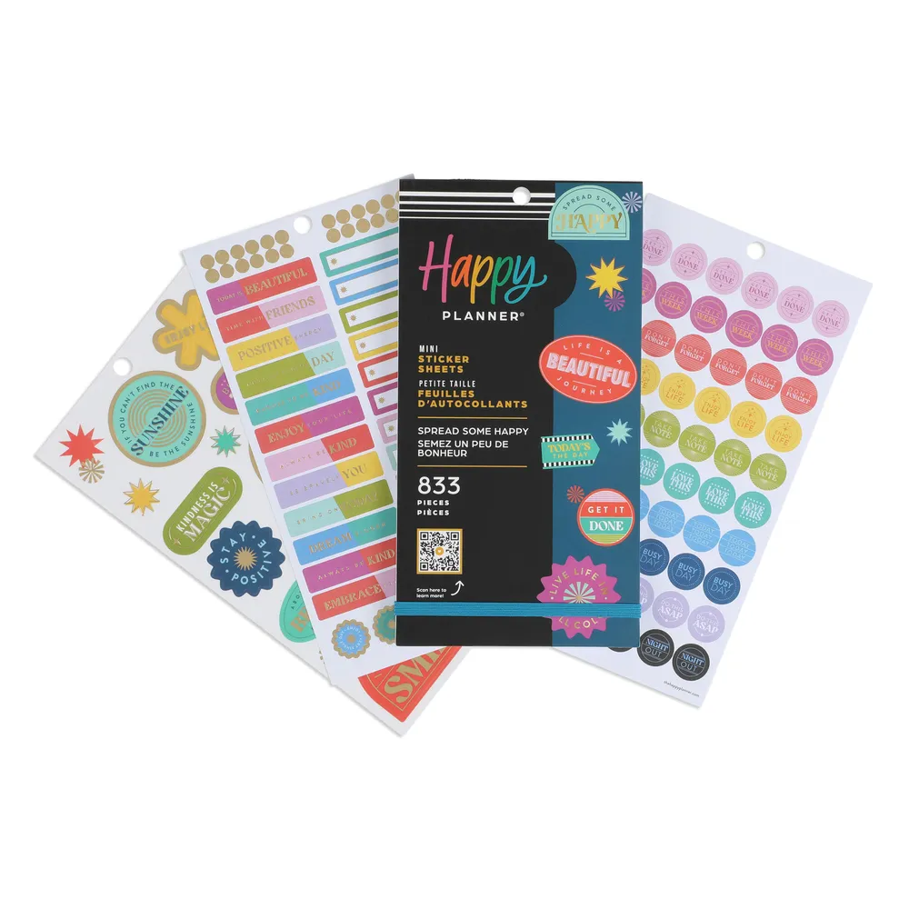 Happy Planner Spread Some Happy autocollants Mini 833 pièces
