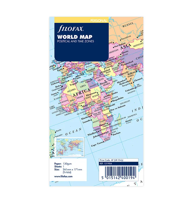 Filofax Classic carte monde Personal pour organiseur