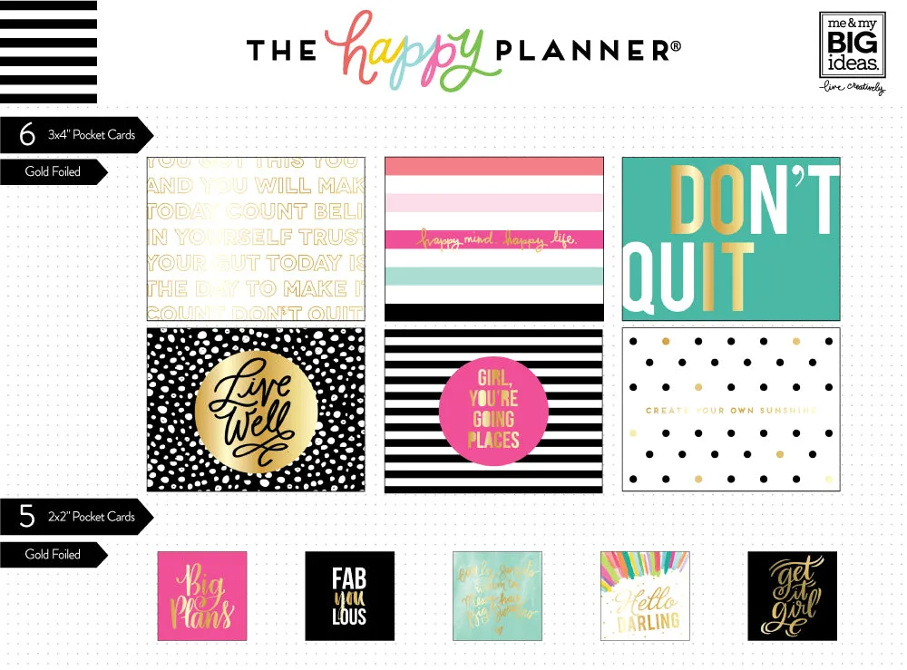 Happy Planner Pocket Cards Mini cartes 42 doré