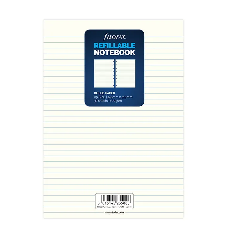Filofax Classic Notebook recharge feuilles A5 lignées x32