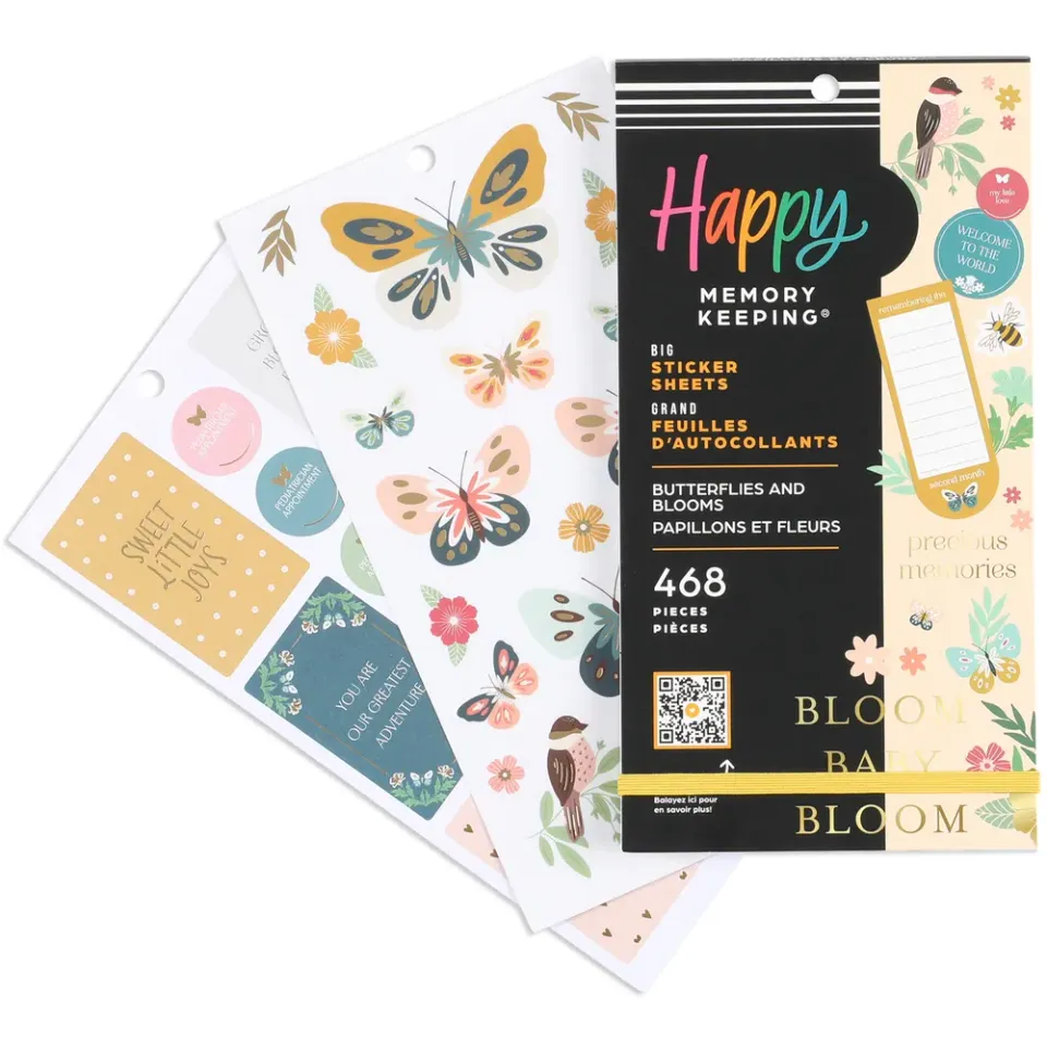 Happy Planner Big Butterflies and Blooms stickers 468 pièces