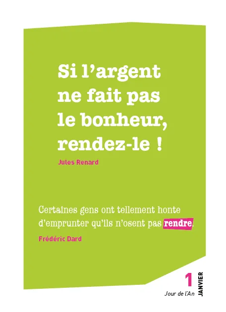 Frigobloc Mots d'humour 365 jours calendrier bloc